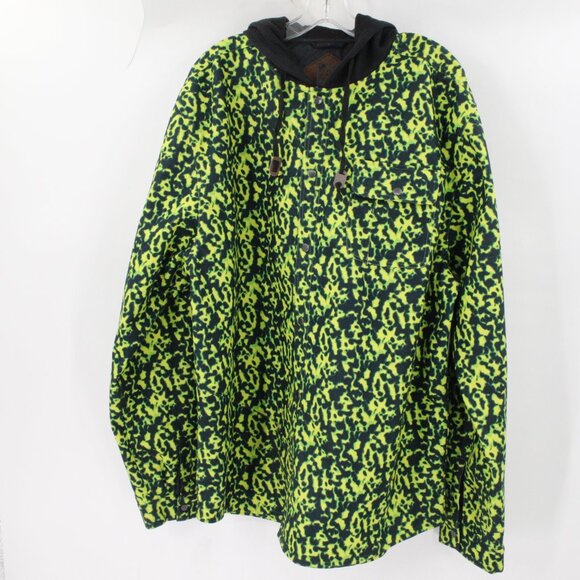 686 Parklan Jacket Mens XL Camo Hooded Snap animal print ski snowboard shell - Picture 1 of 15